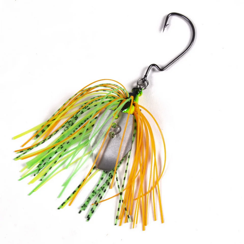 1pcs Fishing Lure 100mm 11g Blade Metal Bait With Rubber Skirt Artificial Wobbler Buzzbait Jigging Lure Spinner Spoon For Pike