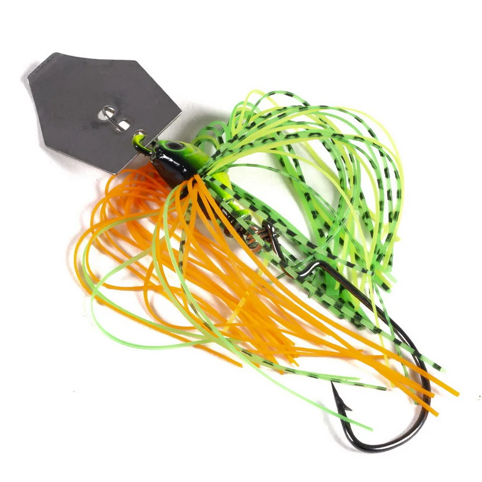 1pcs Fishing Lure 100mm 11g Blade Metal Bait With Rubber Skirt Artificial Wobbler Buzzbait Jigging Lure Spinner Spoon For Pike