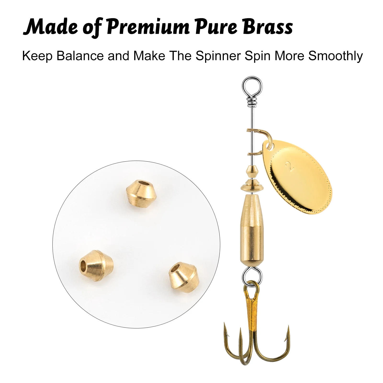 20/50pcs Brass Fishing Bead for Inline Spinner Tail Spinner Walleye Rig Spinnerbait Freshwater Bass Trout Perch Lure Making