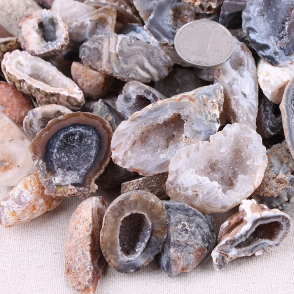 1Pcs Geodes Oco Agate Natural Crystals Druzy Halves Quartz Specimens DIY Decor