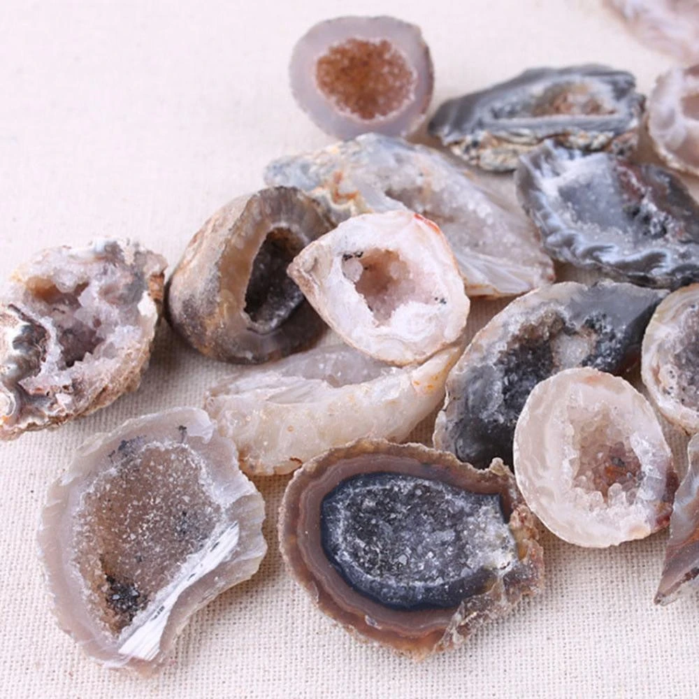 1Pcs Geodes Oco Agate Natural Crystals Druzy Halves Quartz Specimens DIY Decor