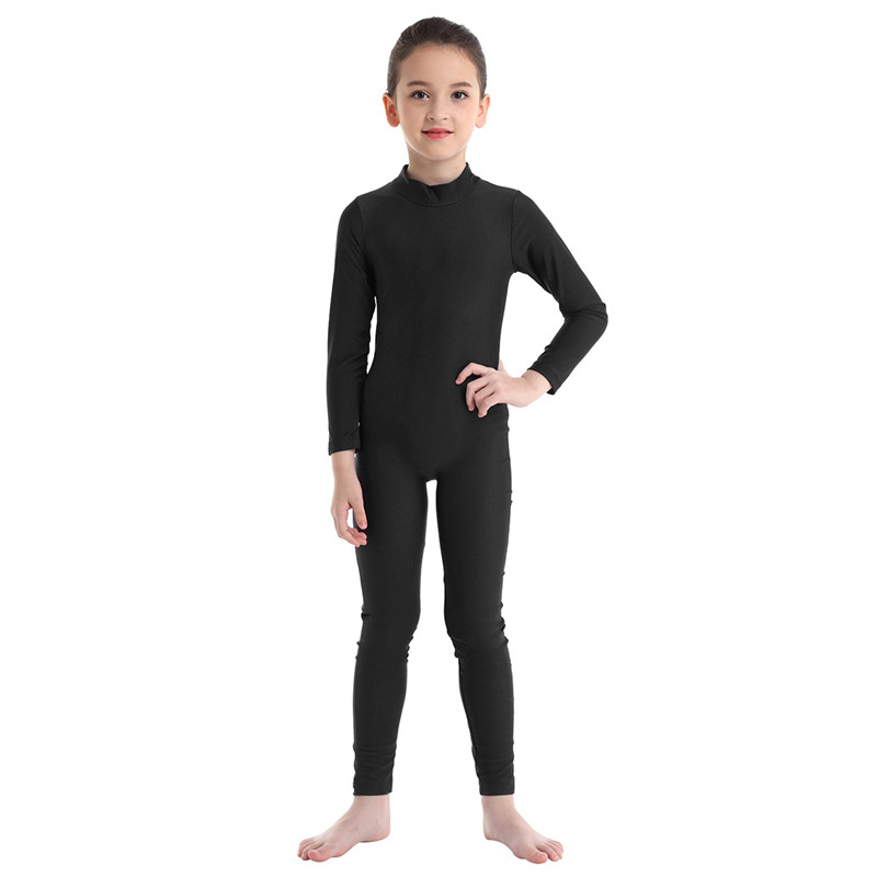 Girls Spandex Long Sleeve Mock Neck Leotard, Ballet Gymnastics Leotards for Kids, Children's Dance Costumes, Dancewear Jumpsuits