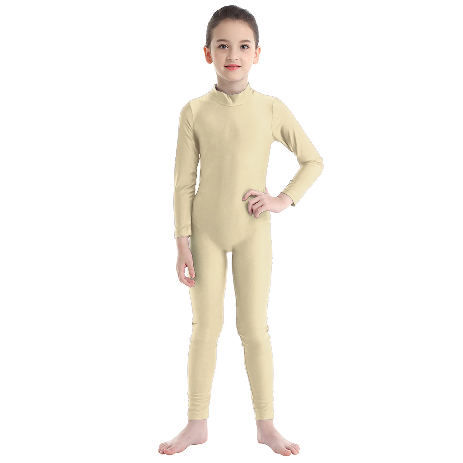 Girls Spandex Long Sleeve Mock Neck Leotard, Ballet Gymnastics Leotards for Kids, Children's Dance Costumes, Dancewear Jumpsuits