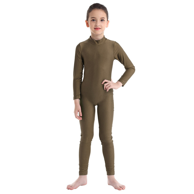 Girls Spandex Long Sleeve Mock Neck Leotard, Ballet Gymnastics Leotards for Kids, Children's Dance Costumes, Dancewear Jumpsuits