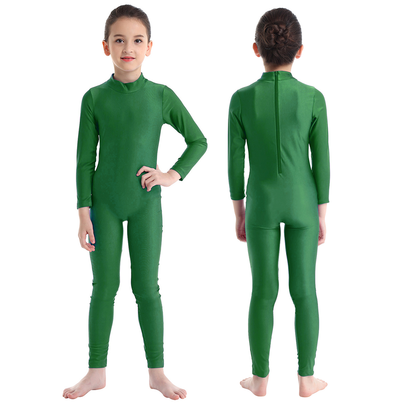 Girls Spandex Long Sleeve Mock Neck Leotard, Ballet Gymnastics Leotards for Kids, Children's Dance Costumes, Dancewear Jumpsuits