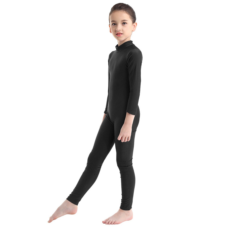 Girls Spandex Long Sleeve Mock Neck Leotard, Ballet Gymnastics Leotards for Kids, Children's Dance Costumes, Dancewear Jumpsuits