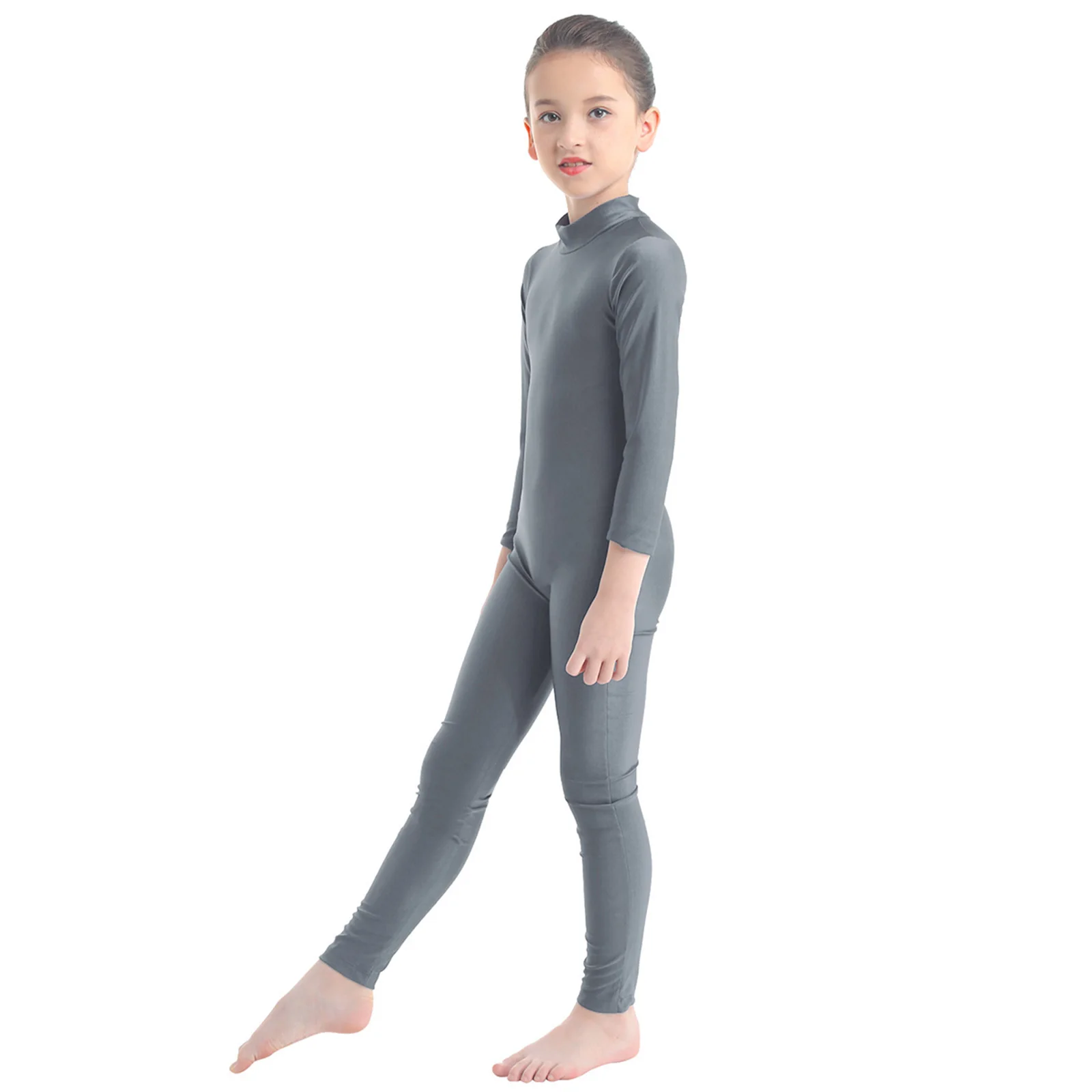Girls Spandex Long Sleeve Mock Neck Leotard, Ballet Gymnastics Leotards for Kids, Children's Dance Costumes, Dancewear Jumpsuits