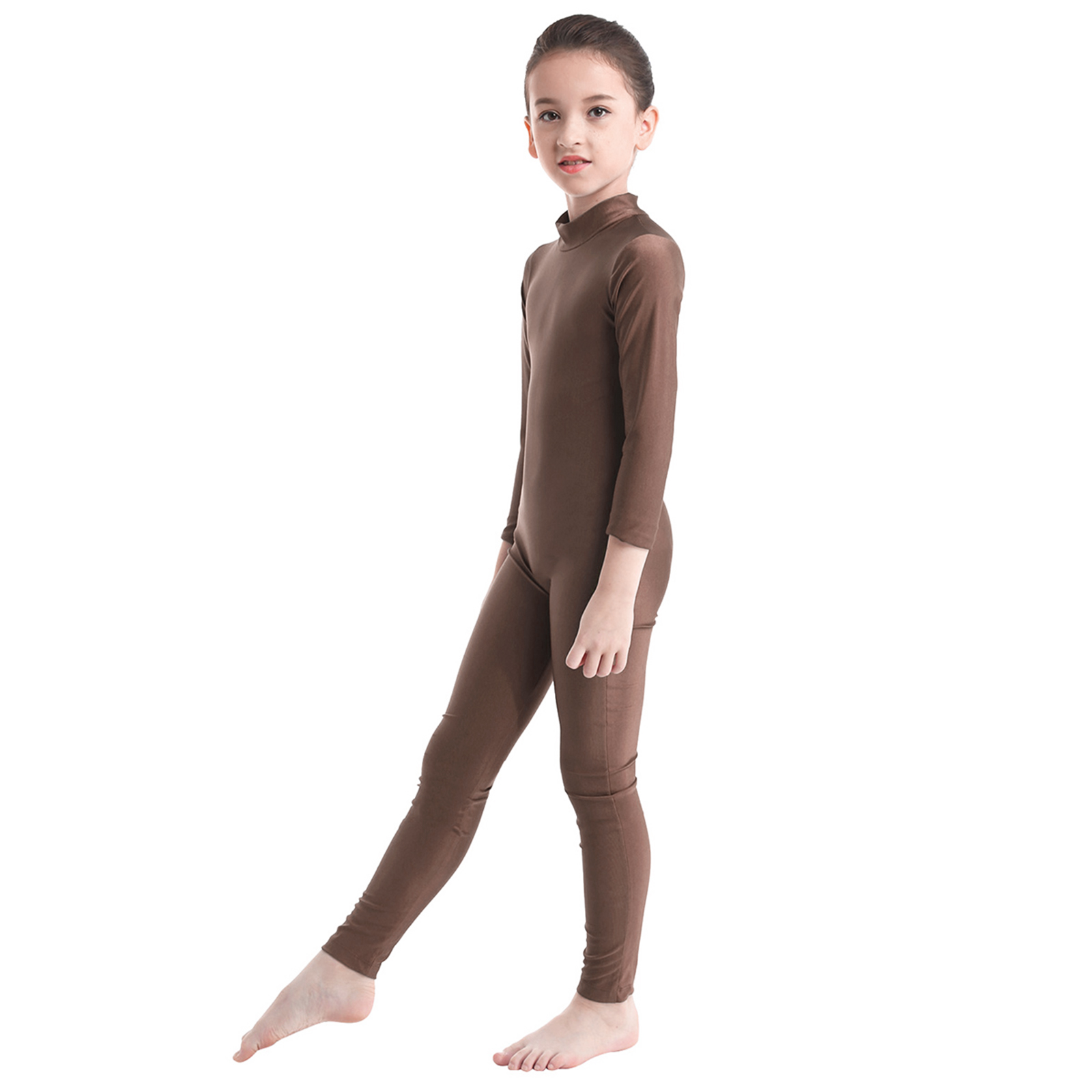 Girls Spandex Long Sleeve Mock Neck Leotard, Ballet Gymnastics Leotards for Kids, Children's Dance Costumes, Dancewear Jumpsuits