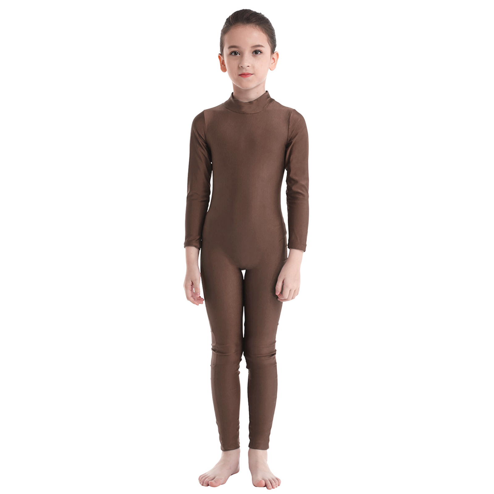 Girls Spandex Long Sleeve Mock Neck Leotard, Ballet Gymnastics Leotards for Kids, Children's Dance Costumes, Dancewear Jumpsuits