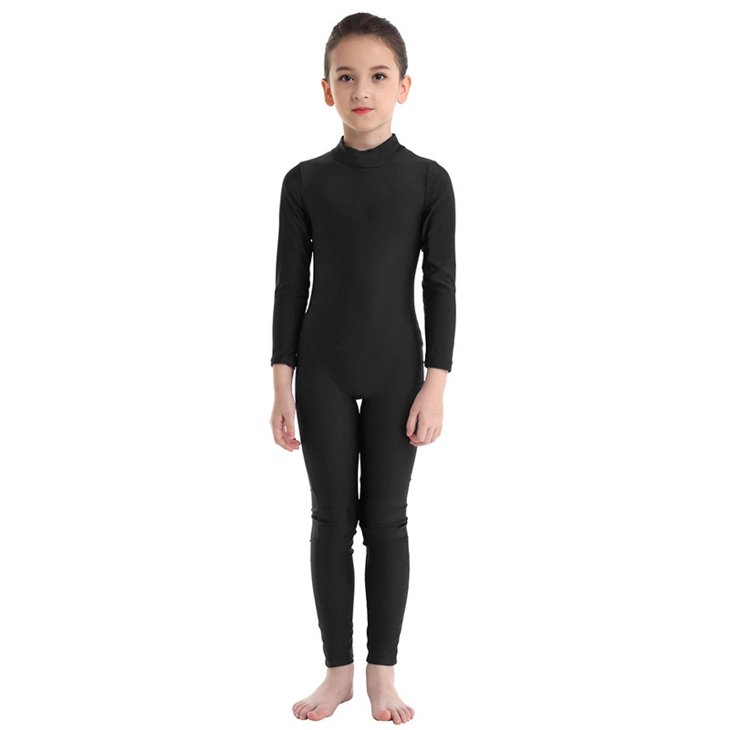 Girls Spandex Long Sleeve Mock Neck Leotard, Ballet Gymnastics Leotards for Kids, Children's Dance Costumes, Dancewear Jumpsuits