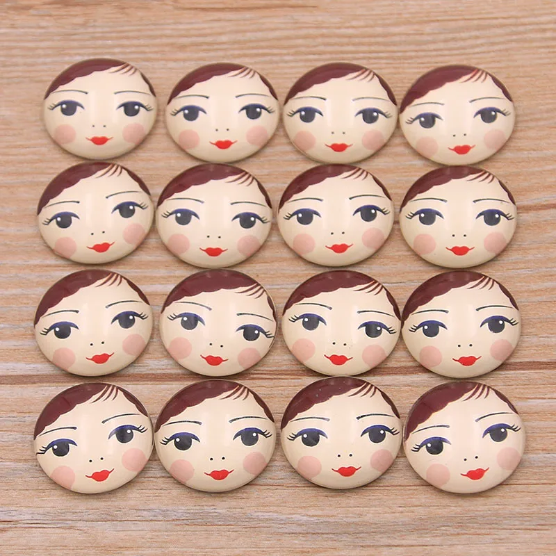 6PCS/lot 6 Style Wear Glasses Beautiful Girl Pattern Round Glass Cabochon 20mm 25mm Dome Flat Back DIY Necklace Jewelry Finding