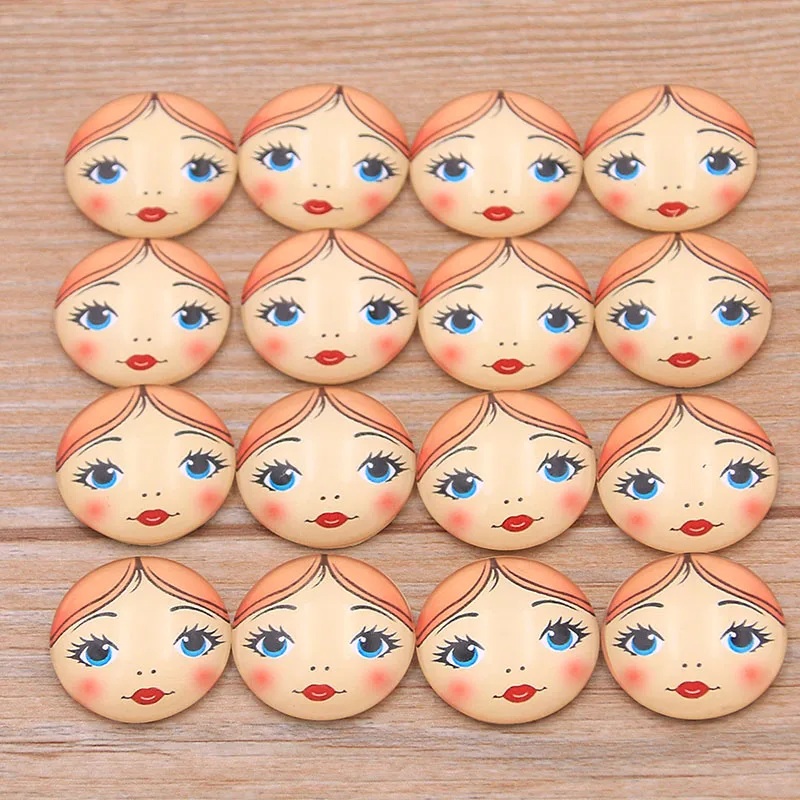 6PCS/lot 6 Style Wear Glasses Beautiful Girl Pattern Round Glass Cabochon 20mm 25mm Dome Flat Back DIY Necklace Jewelry Finding