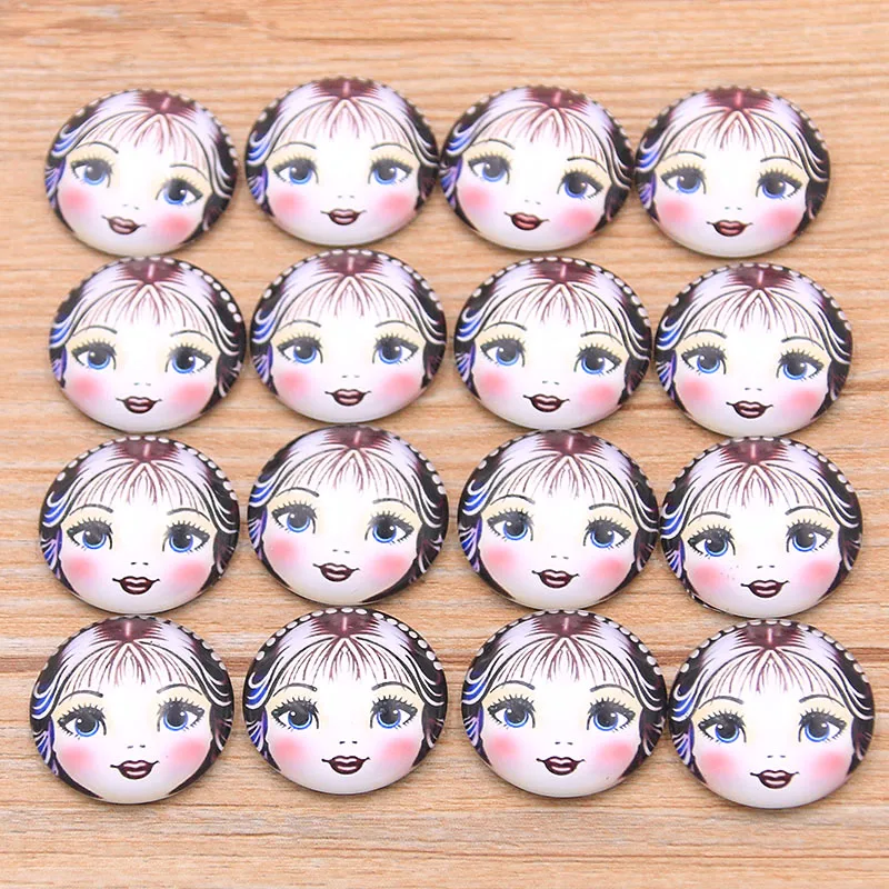 6PCS/lot 6 Style Wear Glasses Beautiful Girl Pattern Round Glass Cabochon 20mm 25mm Dome Flat Back DIY Necklace Jewelry Finding