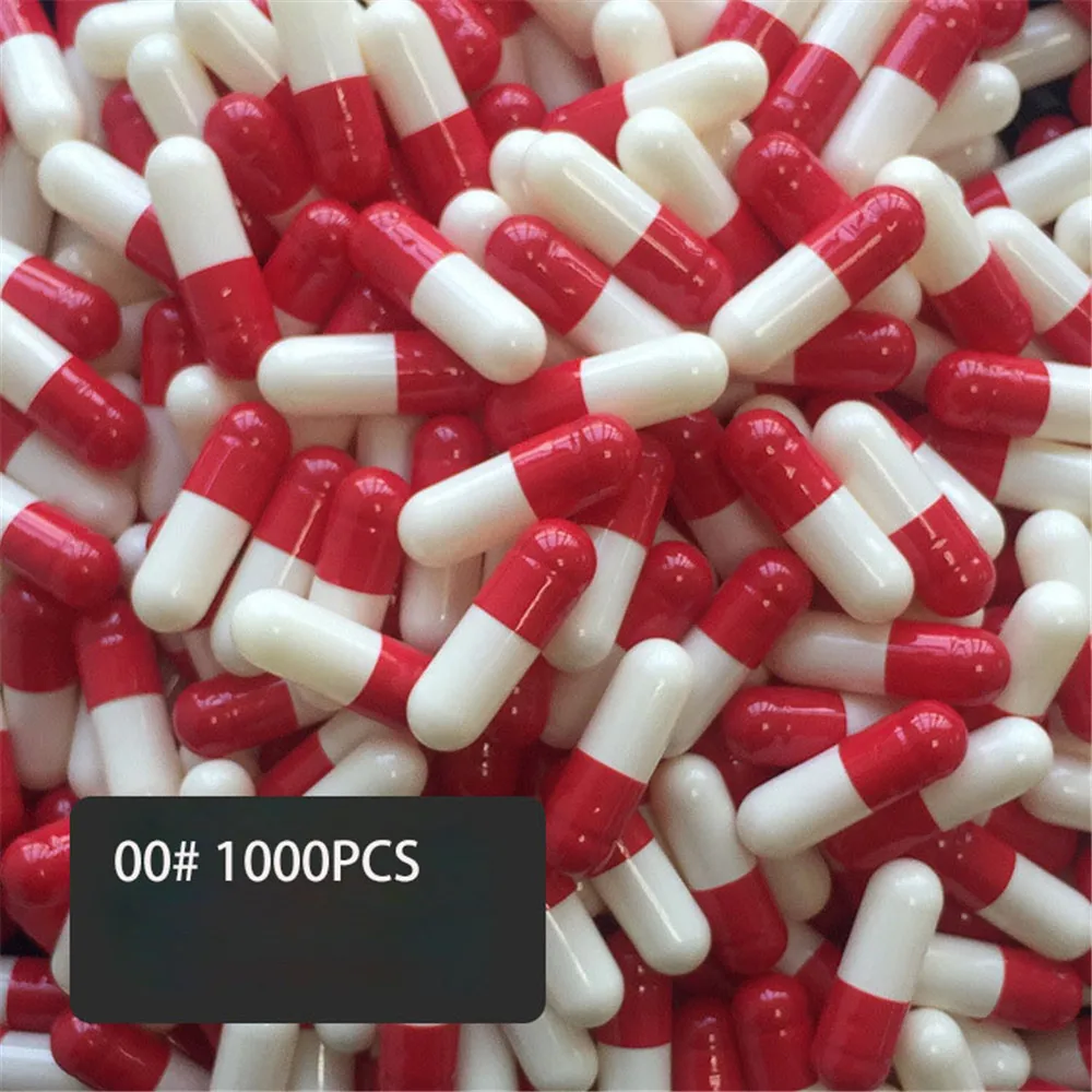 1000pcs Size 00# Empty Gelatin Capsule Empty Hard Gelatin Capsule Clear Kosher Gel Medicine Pills Vitamins Joined Vegan Capsules
