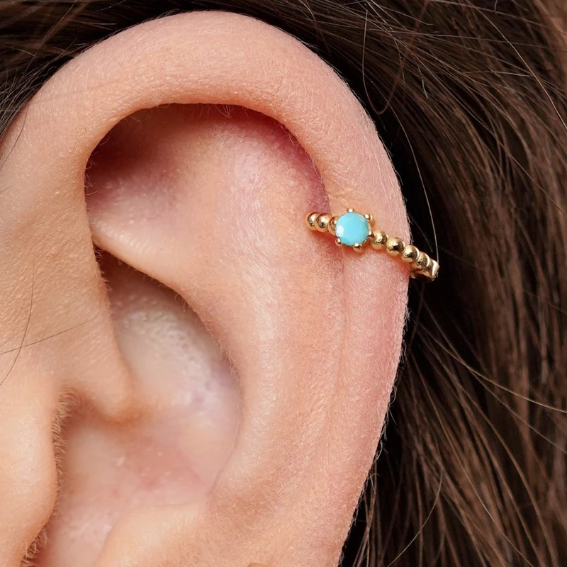 925 Sterling Silver Needle Fashion Turquoise Color Water Drop Pendant Earrings Small Hoop Earrings for Women Luxury Jewelry Gift