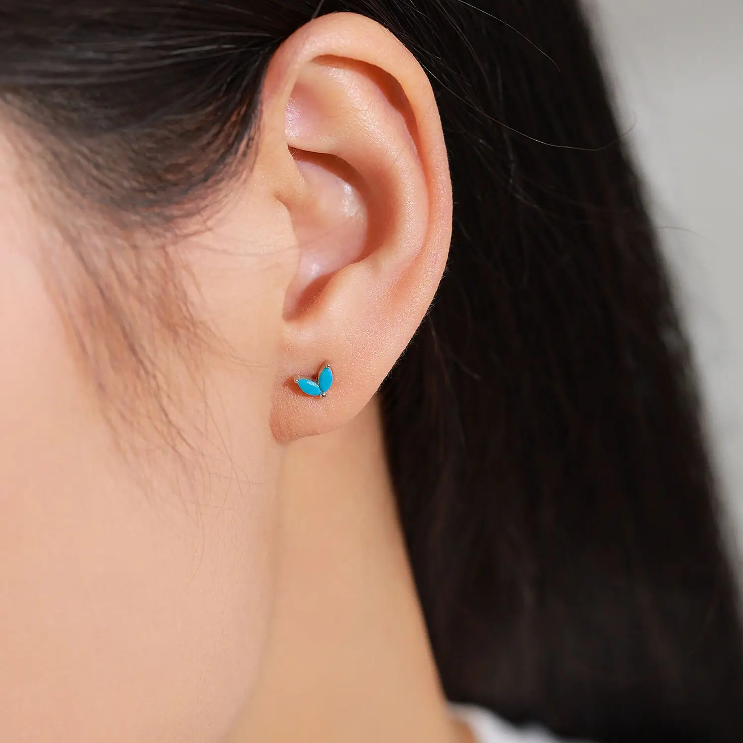 925 Sterling Silver Needle Fashion Turquoise Color Water Drop Pendant Earrings Small Hoop Earrings for Women Luxury Jewelry Gift