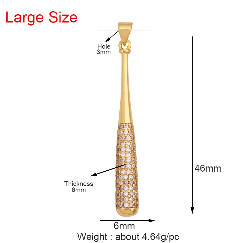 Cowboy Boots Sports Baseball Dumbbell Yoga Men's Zirconia Paved Cloth Charm Pendant,18K Gold Necklace Craft Jewelry Supply L99