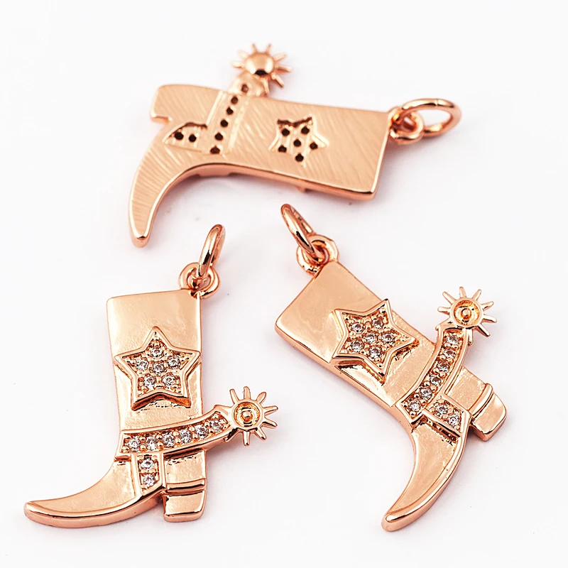 Cowboy Boots Sports Baseball Dumbbell Yoga Men's Zirconia Paved Cloth Charm Pendant,18K Gold Necklace Craft Jewelry Supply L99