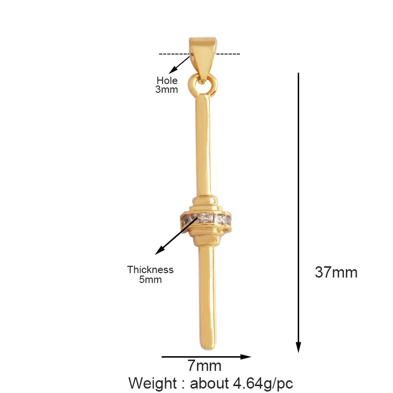 Cowboy Boots Sports Baseball Dumbbell Yoga Men's Zirconia Paved Cloth Charm Pendant,18K Gold Necklace Craft Jewelry Supply L99