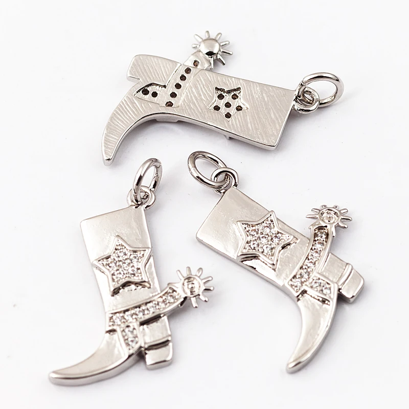 Cowboy Boots Sports Baseball Dumbbell Yoga Men's Zirconia Paved Cloth Charm Pendant,18K Gold Necklace Craft Jewelry Supply L99