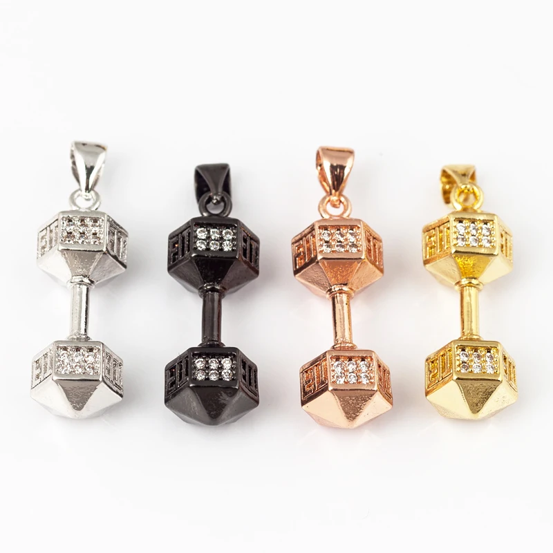 Cowboy Boots Sports Baseball Dumbbell Yoga Men's Zirconia Paved Cloth Charm Pendant,18K Gold Necklace Craft Jewelry Supply L99