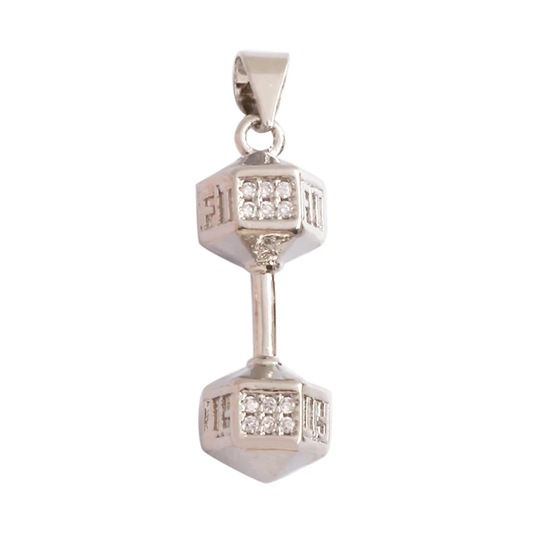 Cowboy Boots Sports Baseball Dumbbell Yoga Men's Zirconia Paved Cloth Charm Pendant,18K Gold Necklace Craft Jewelry Supply L99