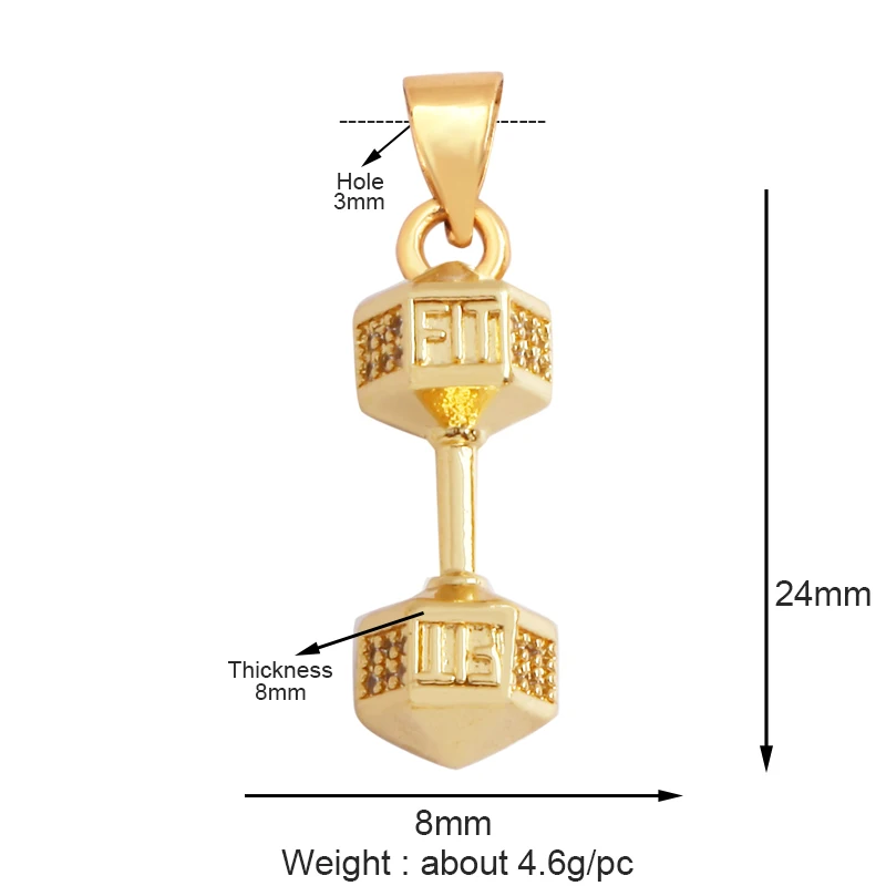 Cowboy Boots Sports Baseball Dumbbell Yoga Men's Zirconia Paved Cloth Charm Pendant,18K Gold Necklace Craft Jewelry Supply L99