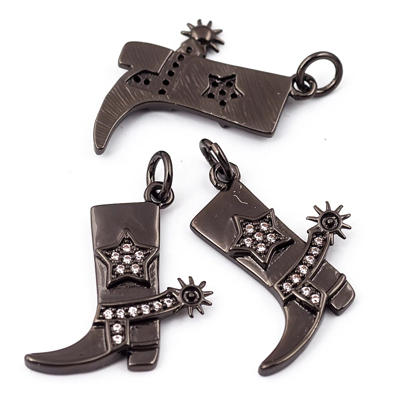 Cowboy Boots Sports Baseball Dumbbell Yoga Men's Zirconia Paved Cloth Charm Pendant,18K Gold Necklace Craft Jewelry Supply L99