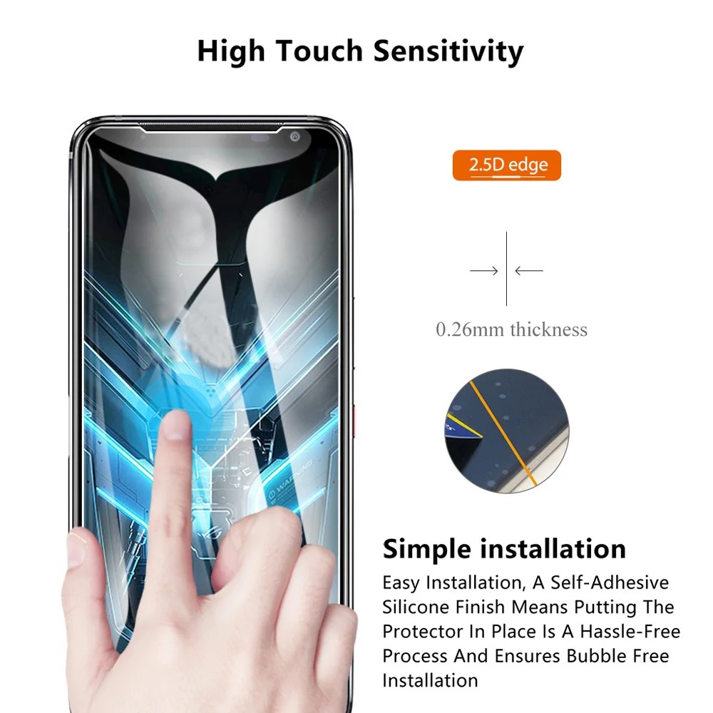 3Pcs Tempered Glass For Asus ROG Phone 3 ZS661KS Glass Screen Protector Glass for Asus ROG Phone 3 Strix Edition Protective Film