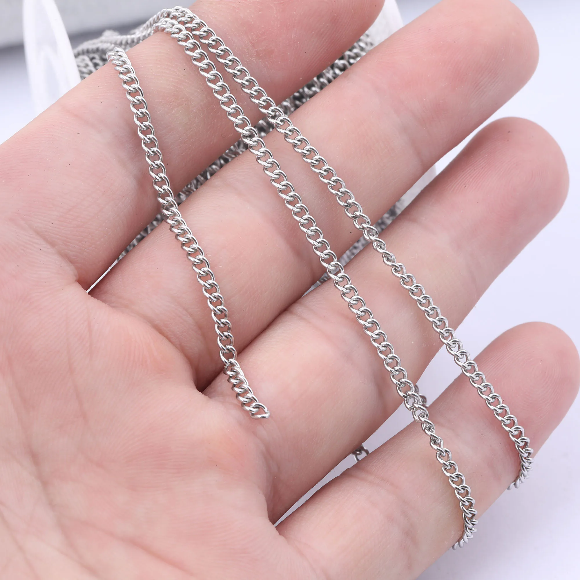 10meters/roll stainless steel 1.5mm 2.4mm wide jewelry chains for necklace bracelets making