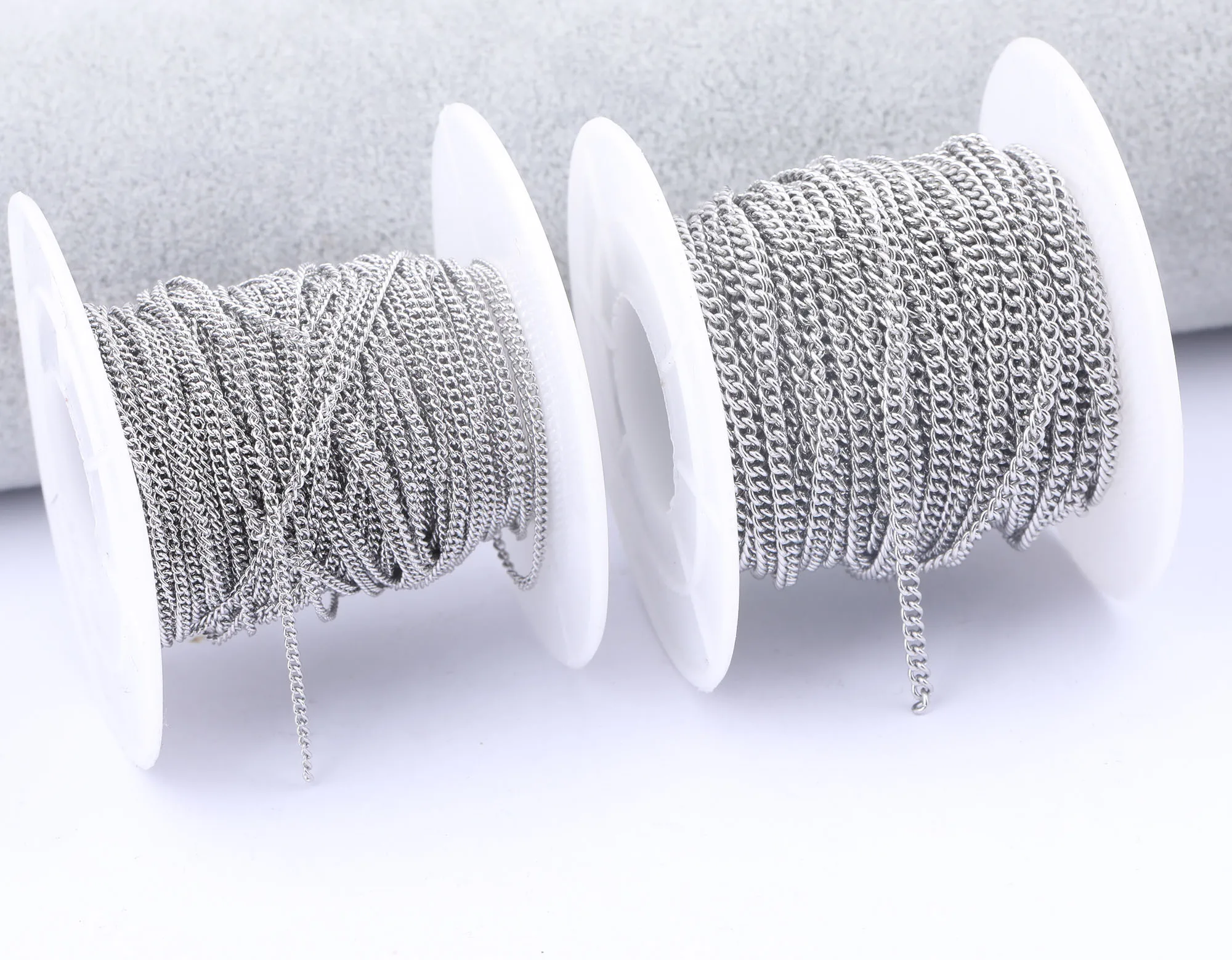 10meters/roll stainless steel 1.5mm 2.4mm wide jewelry chains for necklace bracelets making