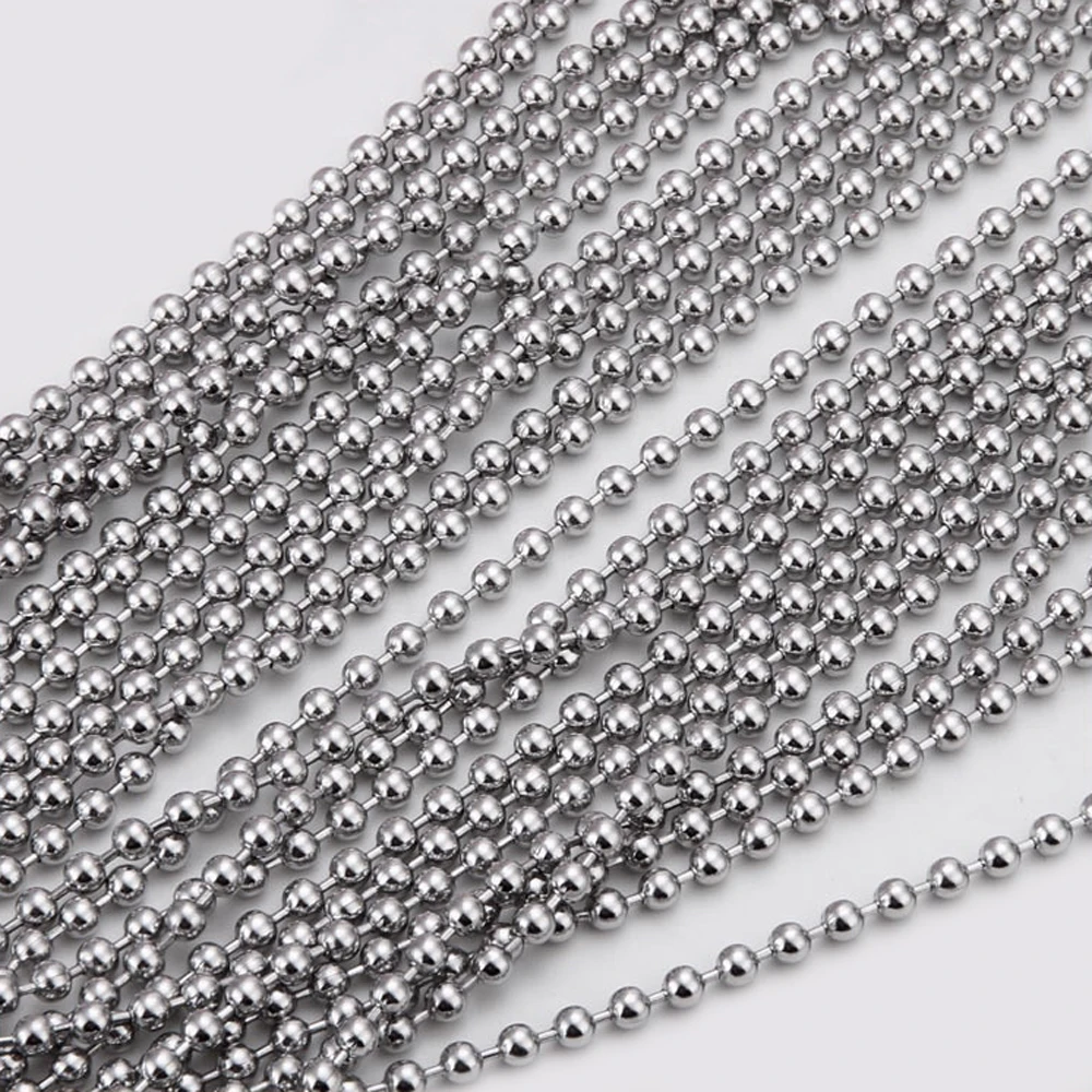 10Pcs/Lot 1.2/1.5/2/2.4/3/3.2/4/4.5/5/6mm Stainless Steel Bulk Ball Bead Chains For DIY Necklaces Jewelry Making Accessories