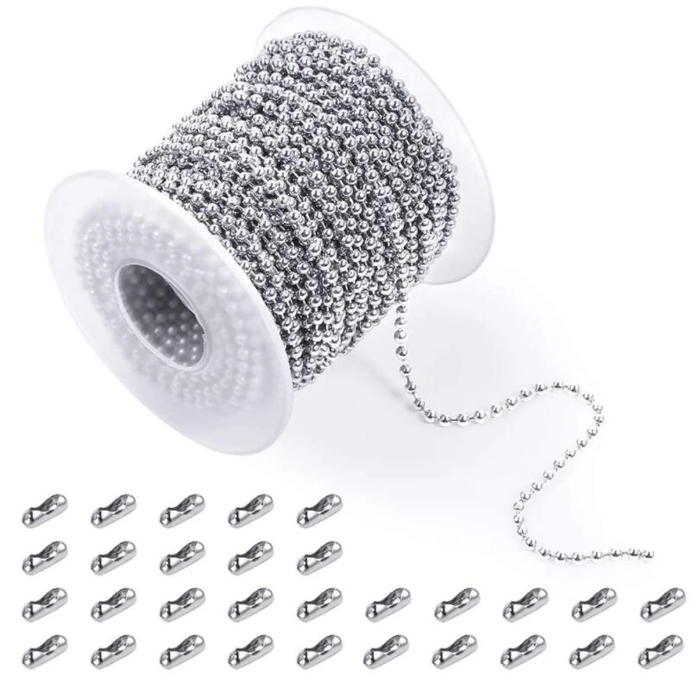 10Pcs/Lot 1.2/1.5/2/2.4/3/3.2/4/4.5/5/6mm Stainless Steel Bulk Ball Bead Chains For DIY Necklaces Jewelry Making Accessories