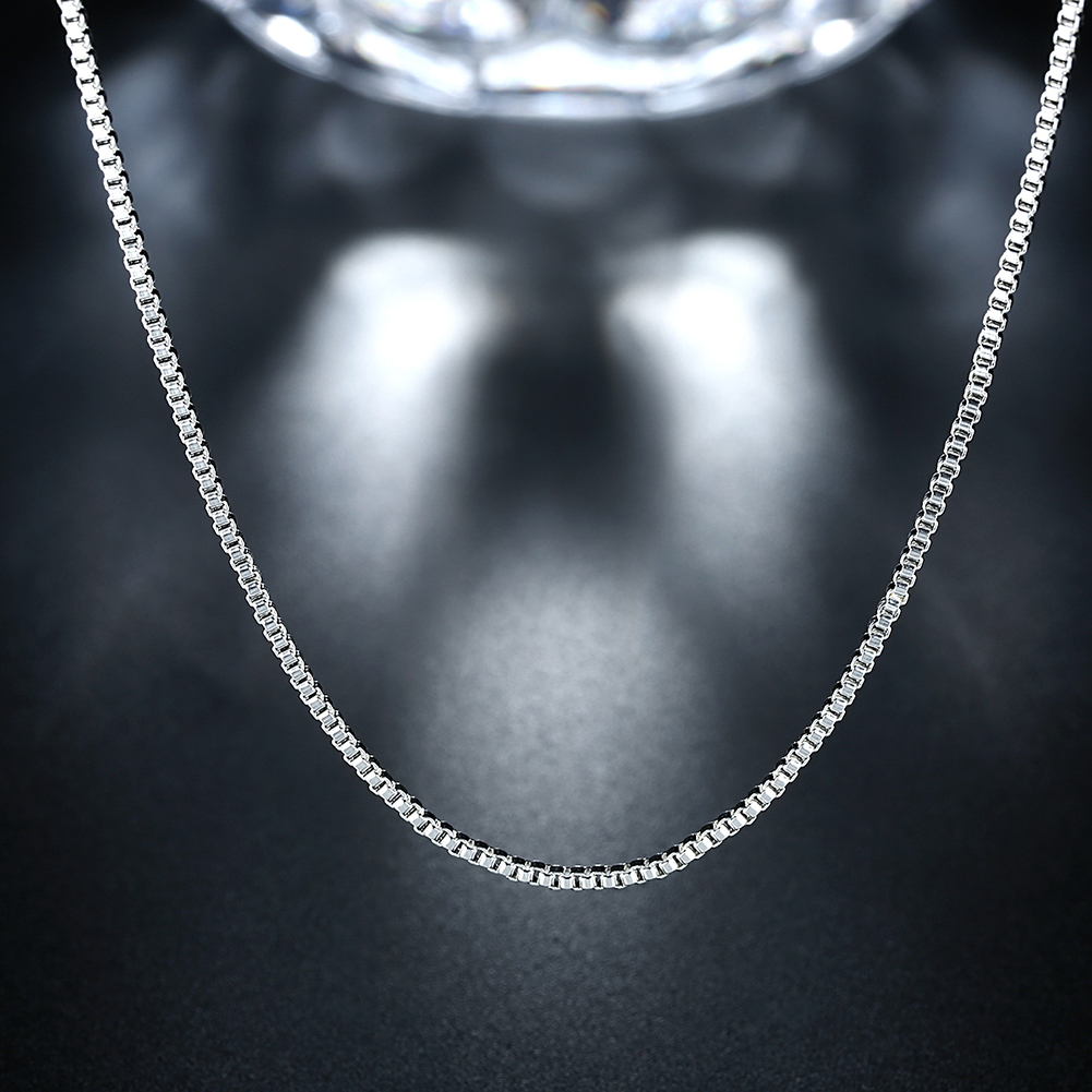 10pcs 16-24inch 925 Sterling Silver fashion 1MM Box chain for women Men necklace Charms wedding party jewelry Christmas gifts