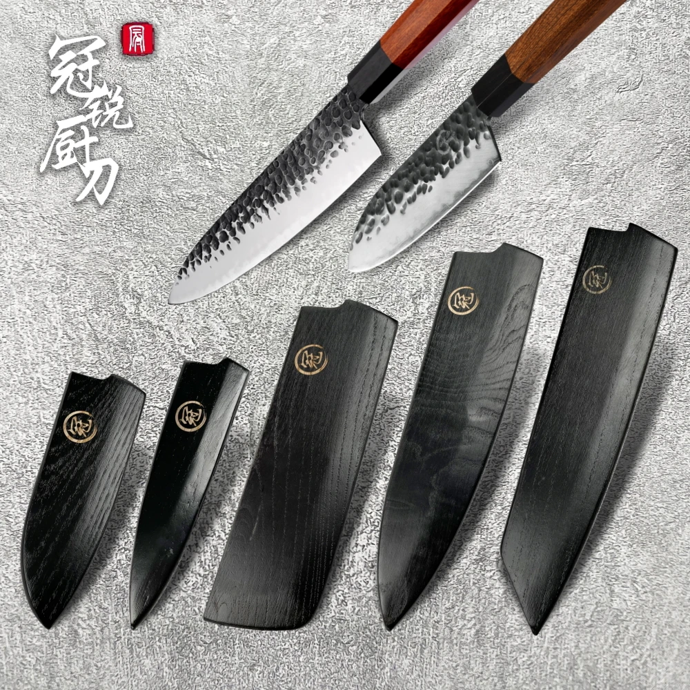 Chef's knife Japanese Gyuto Santoku Petty Nakiri Kiritsuke Protector Blade Wooden Scabbard Kitchen Knives Sheath Saya Guard NEW