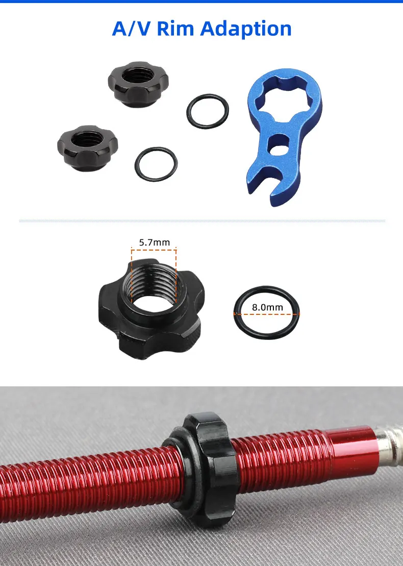 Aluminum Nuts for Bicycle Schrader Presta Valve Fastening Threaded Ring A/V F/V Shaft Washers Rim Protective Stickers