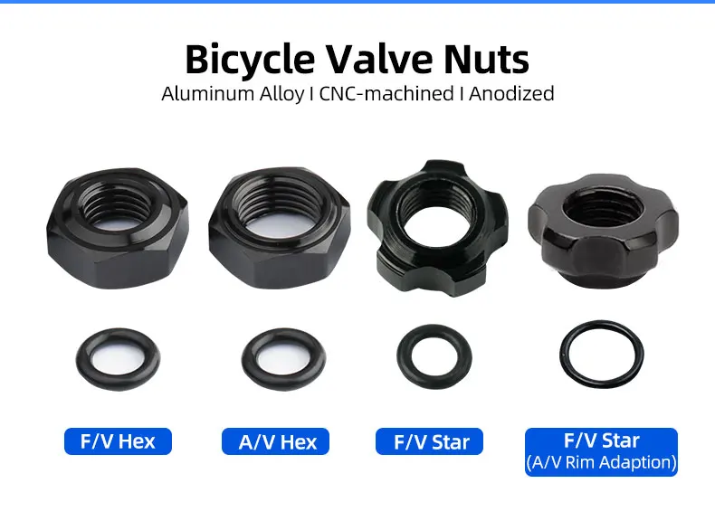 Aluminum Nuts for Bicycle Schrader Presta Valve Fastening Threaded Ring A/V F/V Shaft Washers Rim Protective Stickers