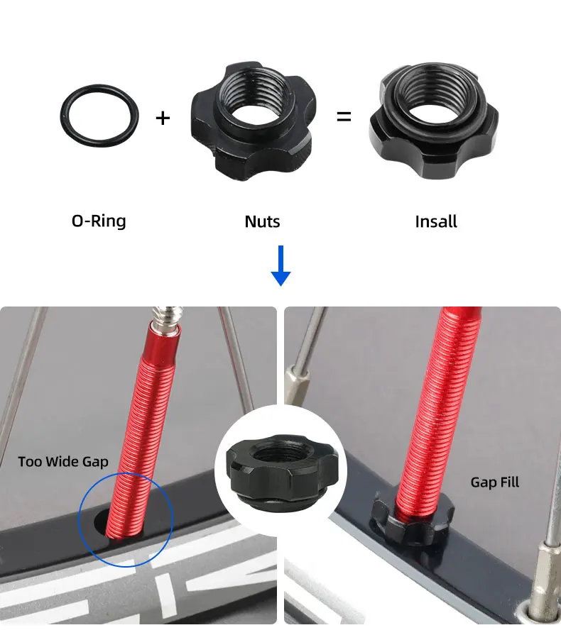 Aluminum Nuts for Bicycle Schrader Presta Valve Fastening Threaded Ring A/V F/V Shaft Washers Rim Protective Stickers