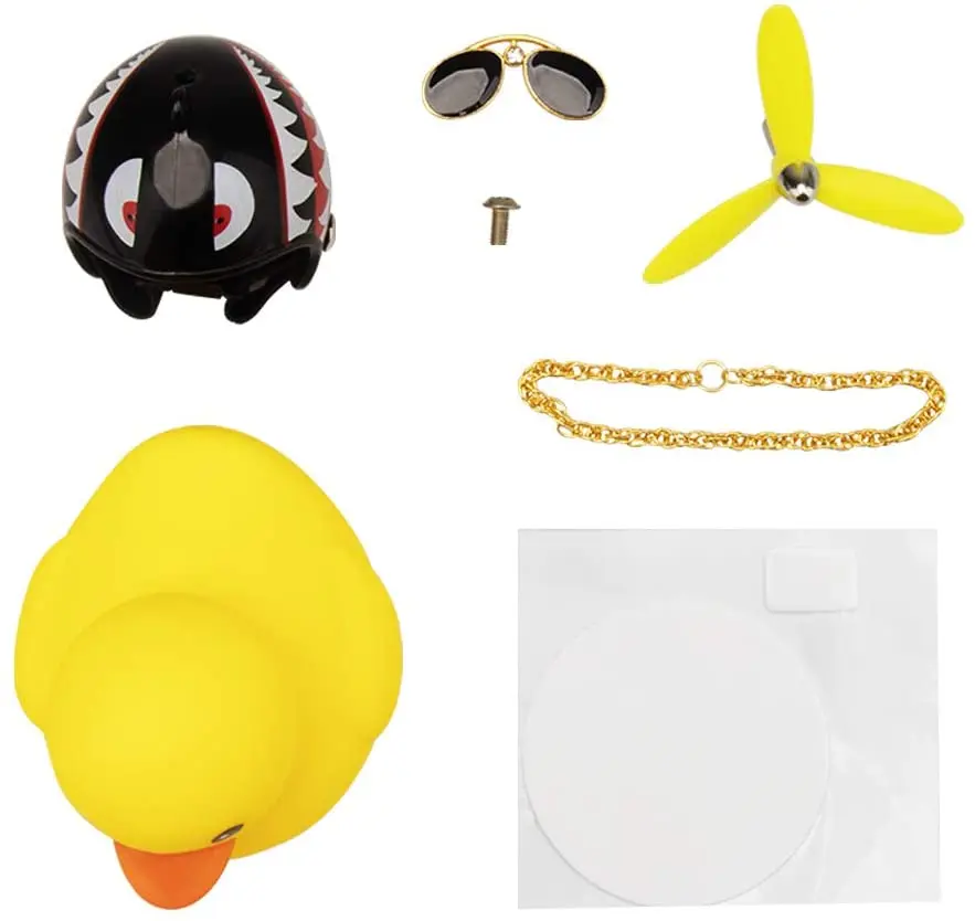 Rubber Duck Toy Car Ornaments Yellow Duck Car Dashboard Decorations Cool Glasses Duck with Propeller Helmet