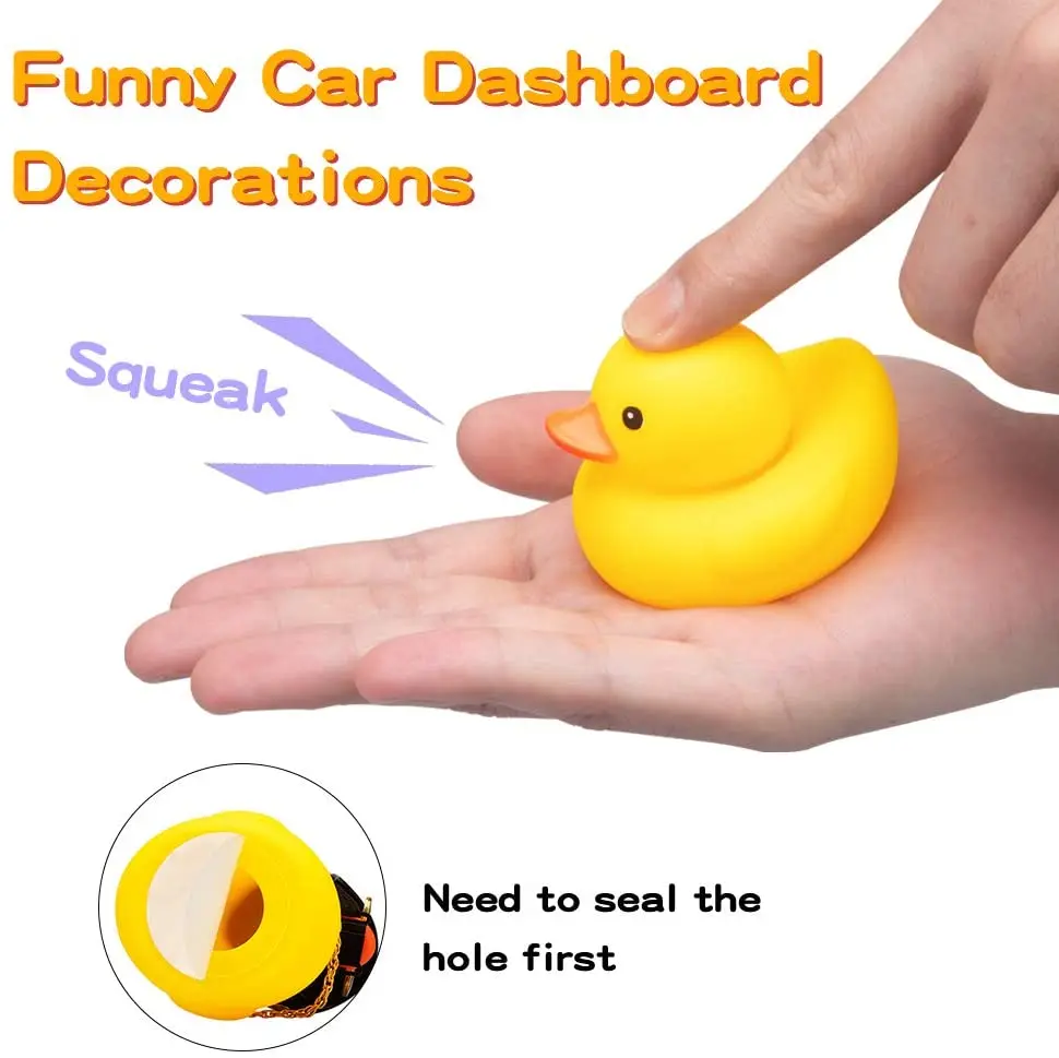 Rubber Duck Toy Car Ornaments Yellow Duck Car Dashboard Decorations Cool Glasses Duck with Propeller Helmet