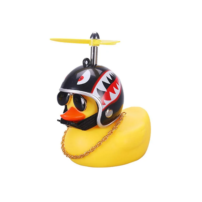 Rubber Duck Toy Car Ornaments Yellow Duck Car Dashboard Decorations Cool Glasses Duck with Propeller Helmet