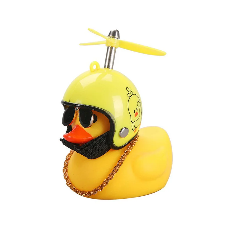 Rubber Duck Toy Car Ornaments Yellow Duck Car Dashboard Decorations Cool Glasses Duck with Propeller Helmet