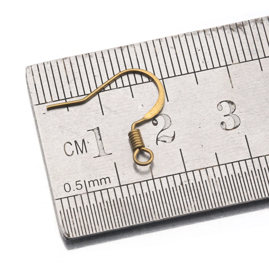 100Pcs/Lot Brass Coil French Hook Ear Wires Flattened Fish Hook Connectors Hypoallergenic For Diy Drop Earrings Jewelry Making