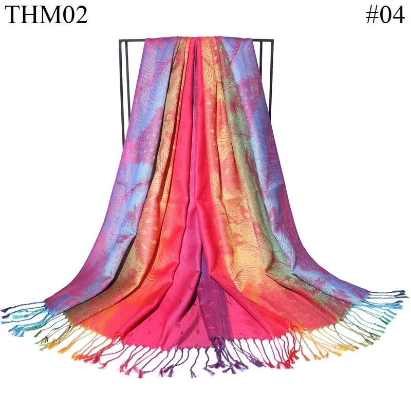 Colorful Flowers Jacquard Winter Cotton Scarf Lady Design Warm Wrap Pashmina Scarves Women Shawl Female Bohemia Foulard Hijab