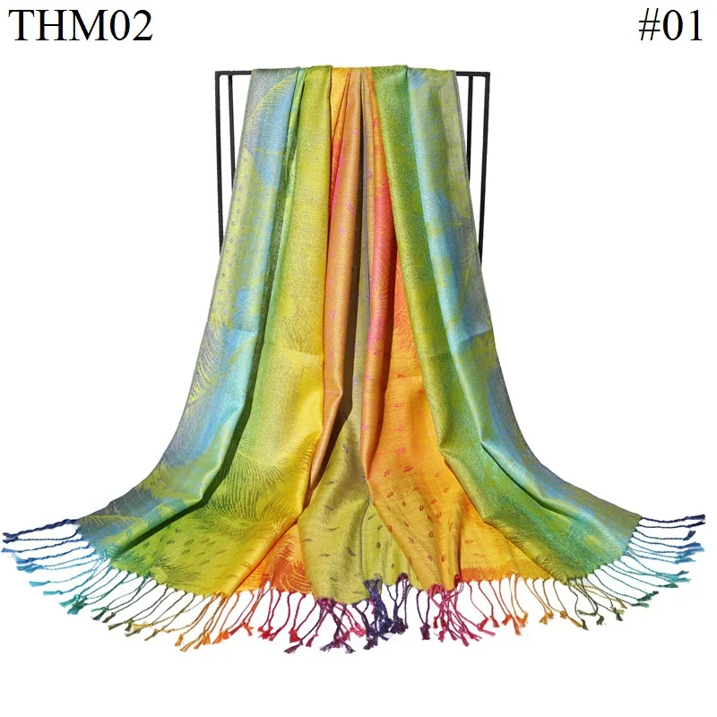 Colorful Flowers Jacquard Winter Cotton Scarf Lady Design Warm Wrap Pashmina Scarves Women Shawl Female Bohemia Foulard Hijab