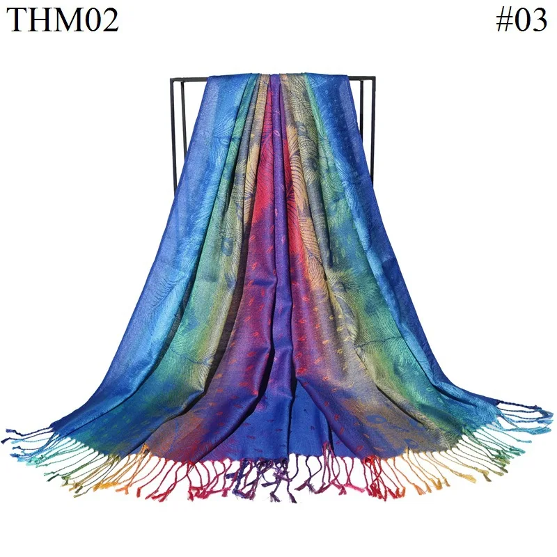 Colorful Flowers Jacquard Winter Cotton Scarf Lady Design Warm Wrap Pashmina Scarves Women Shawl Female Bohemia Foulard Hijab