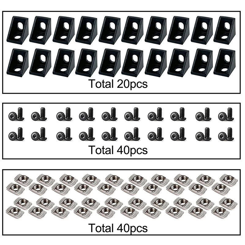 20Pcs Aluminum Profile Connector for Slot 6mm 2020 Series Aluminum Extrusion Profile Rail Accessories