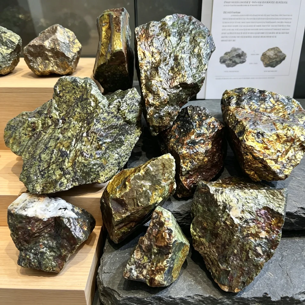 Natural Copper Ore Chalcopyrite Mineral Containing Gold Silver Crystal Stone Teaching Collect Specimens Experimental Home Decor