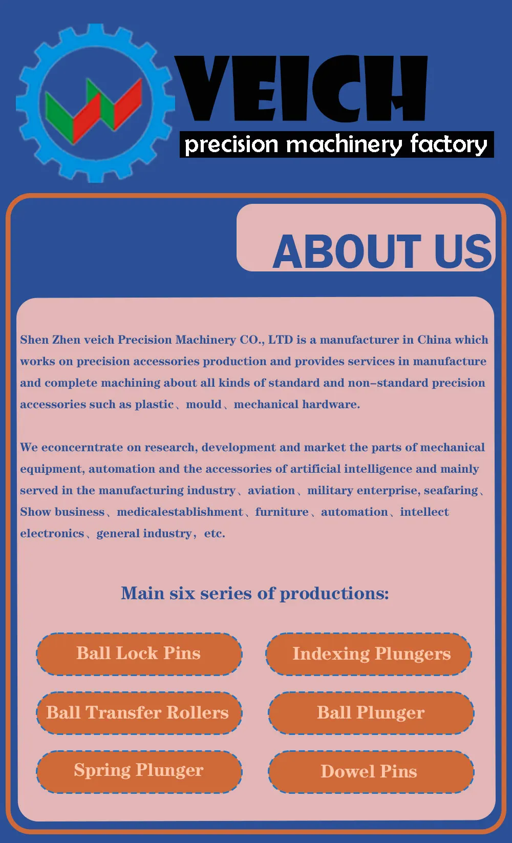 VEICHU Roller Plungers Bolts-Type VCN312/VCN313 POM Ball Stainless Steel Hex Head Conveyor Ball Rollers