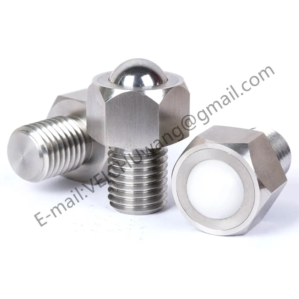 VEICHU Roller Plungers Bolts-Type VCN312/VCN313 POM Ball Stainless Steel Hex Head Conveyor Ball Rollers